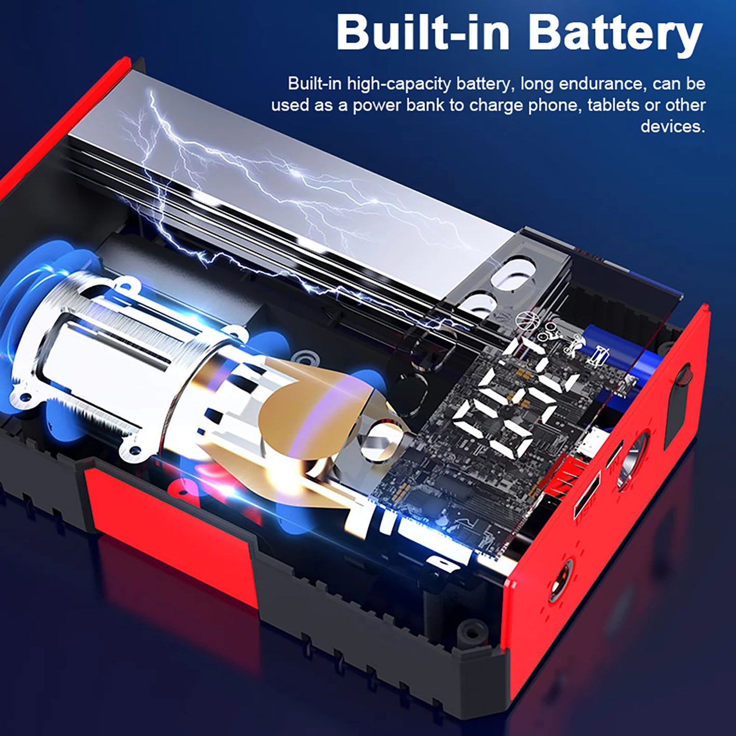 Multifunctional Jump Starter with 150PSI Air Compressor Portable Car Battery Emergency Jump Starter Battery Pack