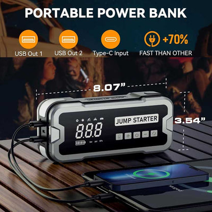 Portable 4 in 1 Jump Starter with Air Pump